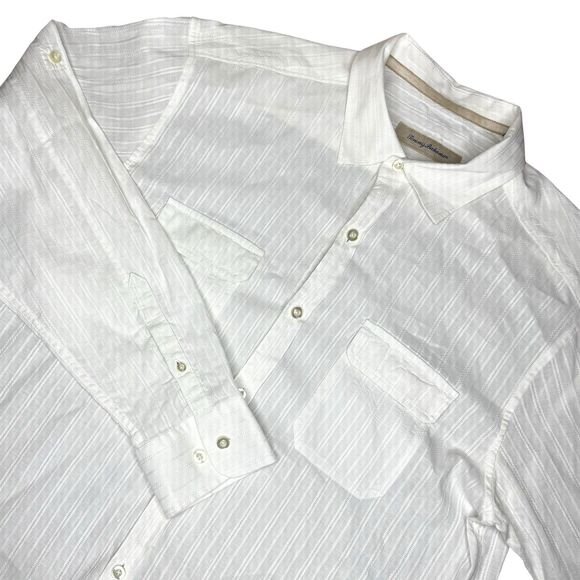 Tommy Bahama Other - Tommy Bahama Men’s Linen Blend Button Up Shirt Large White Long Sleeve Resort